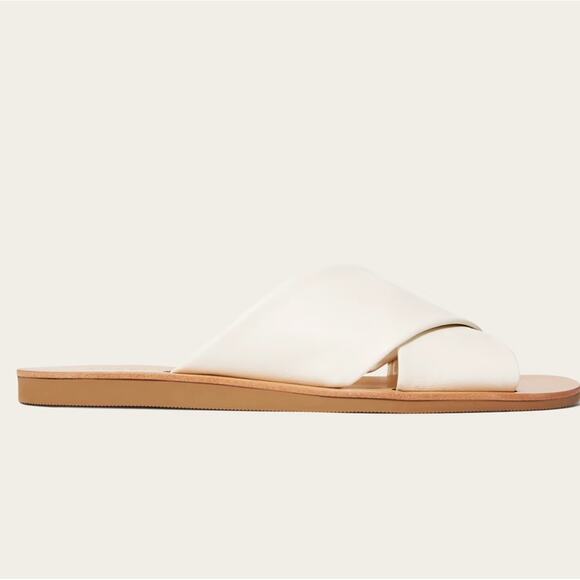 Everlane Day Crossover Sandals Size 9 Leather Cream Flat Slip On New w/o Box - Picture 3 of 8